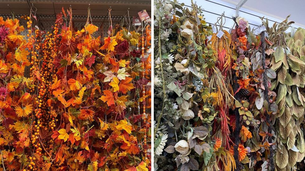 Dollarama fall floral garlands. Right: HomeSense fall floral garlands.