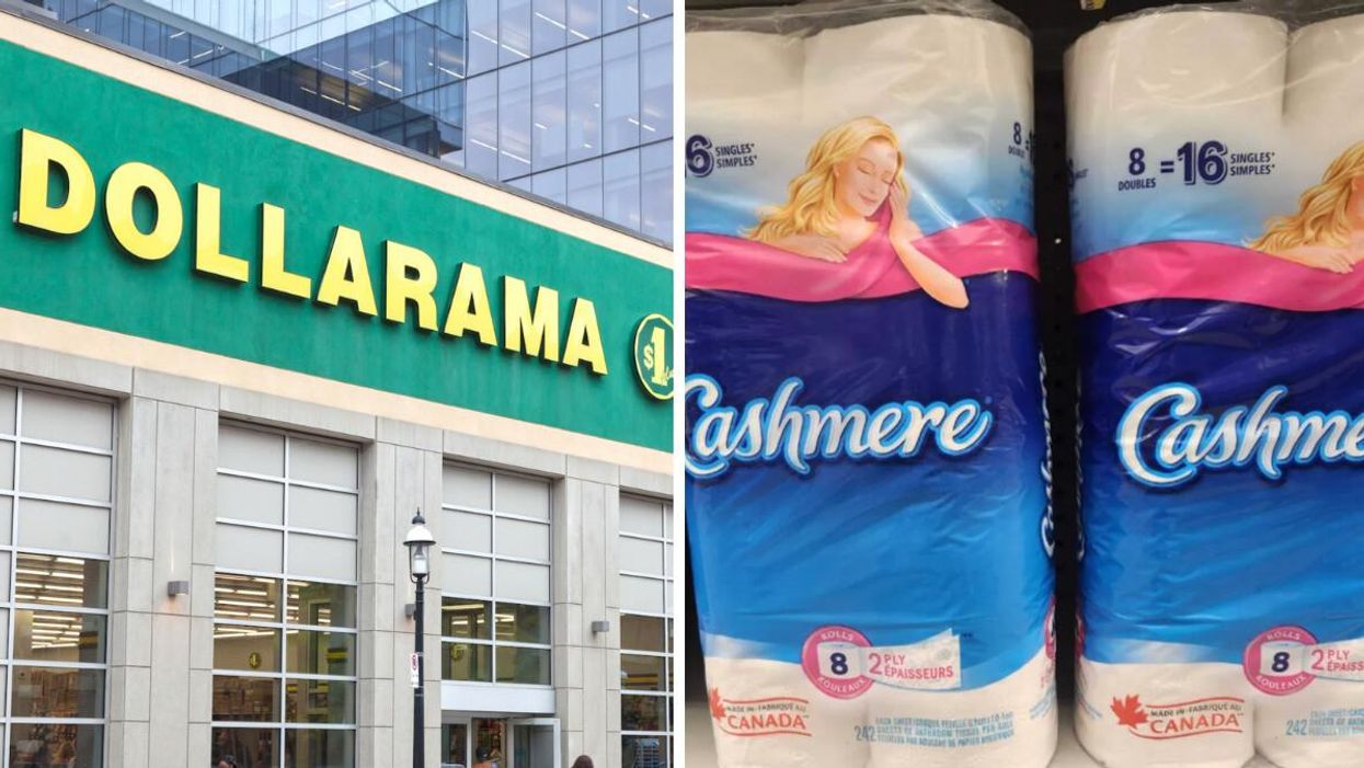 Dollarama. Right: Cashmere toilet paper.