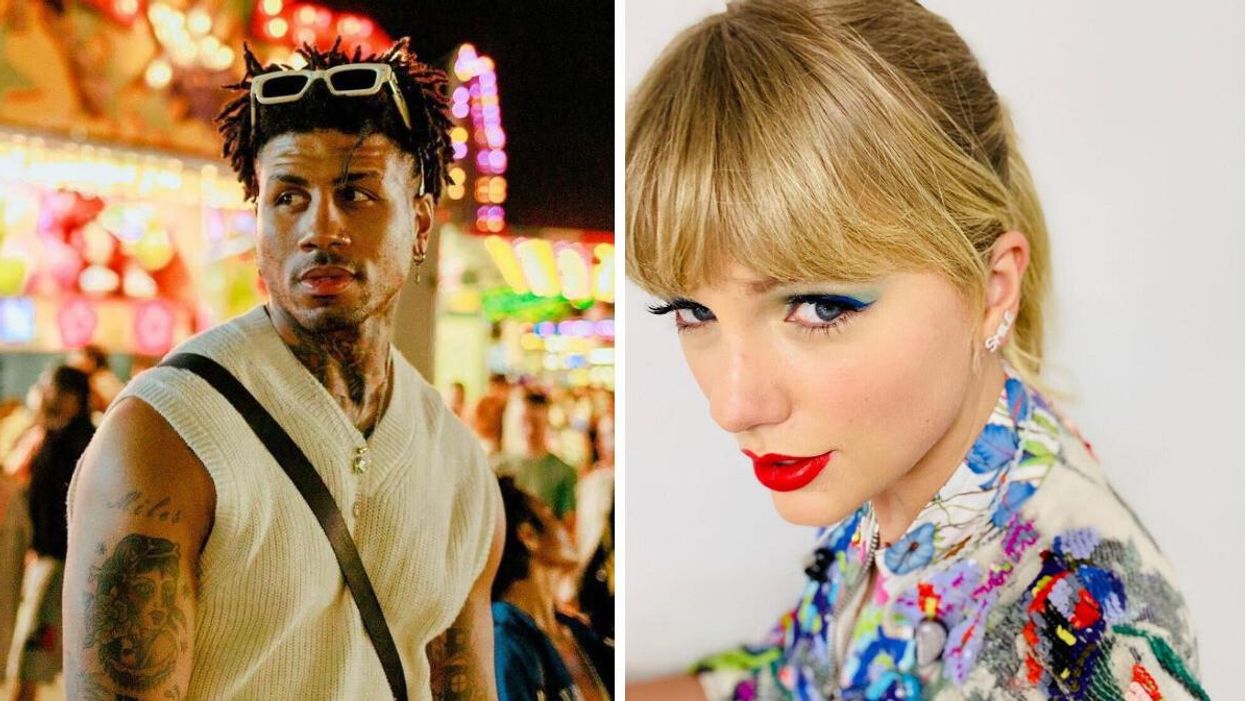 Dom Gabriel. Right: Taylor Swift.