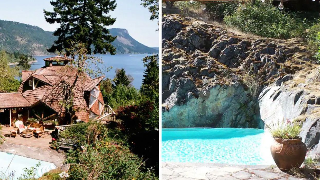 Dome stay with ocean views. Right: A pool built in to the cliff.