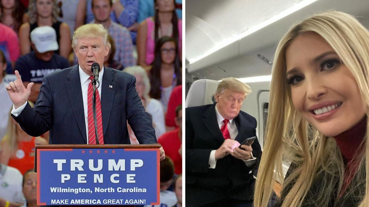 Donald Trump. Right: Donald Trump and his daughter Ivanka Trump.
