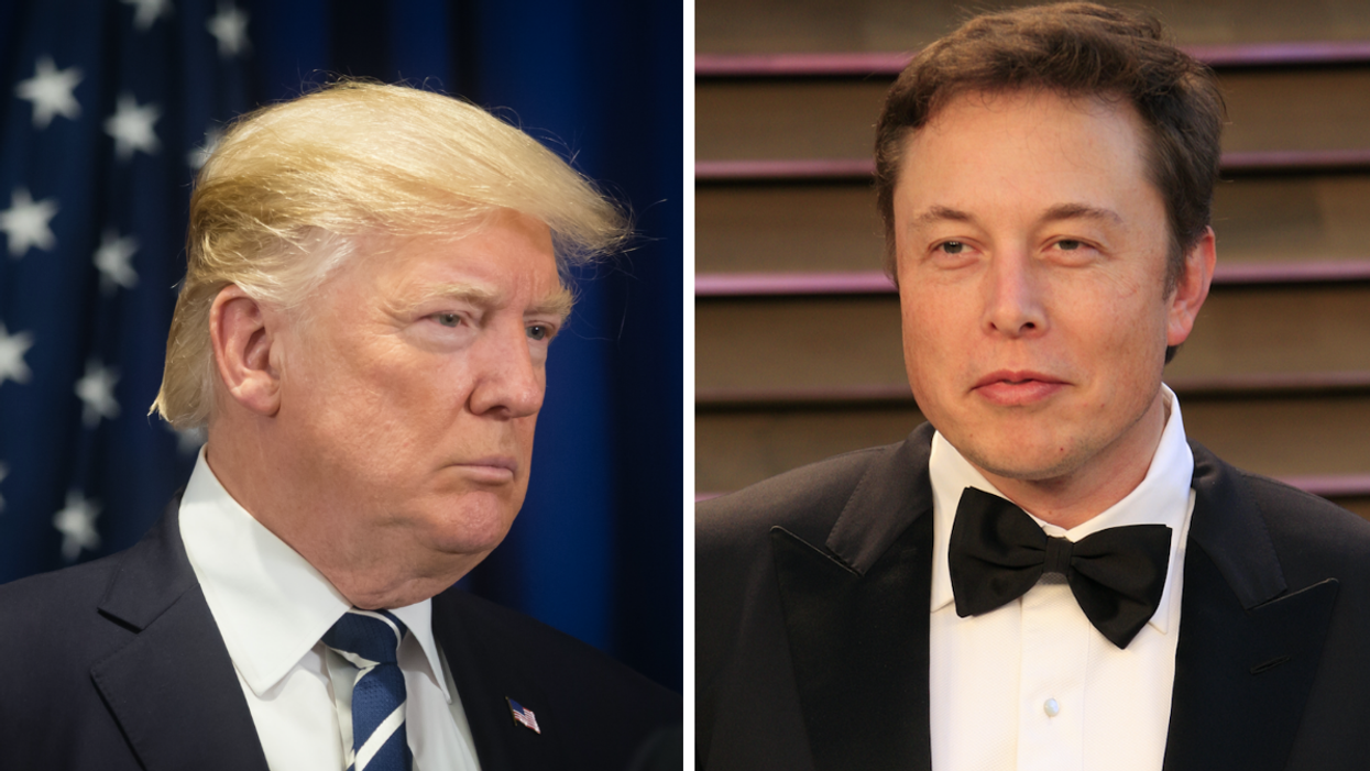 Donald Trump. Right: Elon Musk.