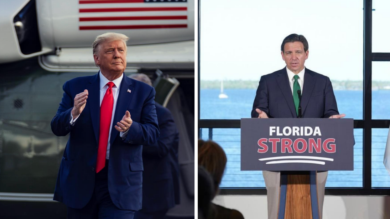 Donald Trump. Right: Ron DeSantis.
