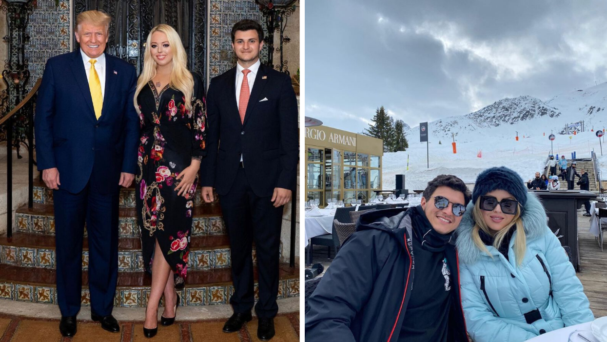 Donald Trump, Tiffany Trump and Michael Boulos. Right: Michael Boulos and Tiffany Trump.