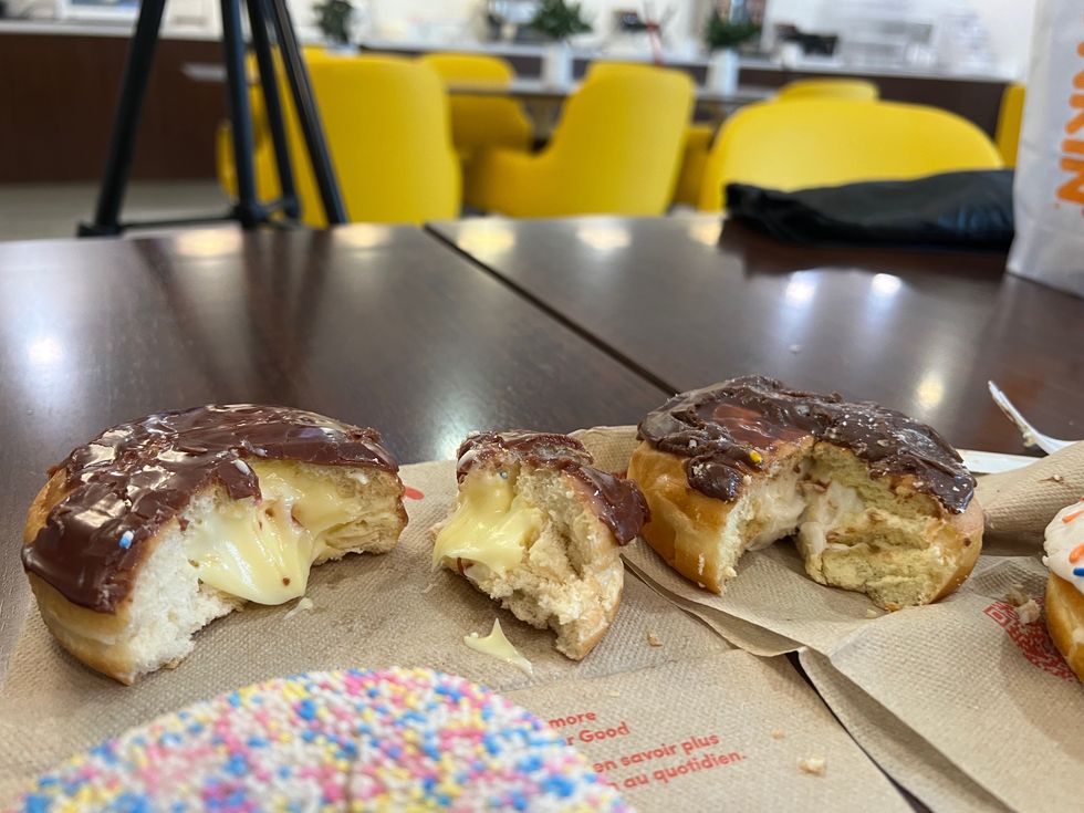 Donuts from Tim Hortons and Dunkin' Donuts.