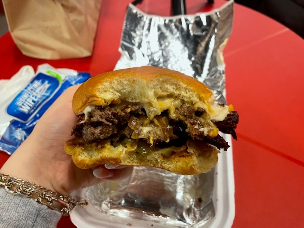 Double cheeseburger at Burger Drops.
