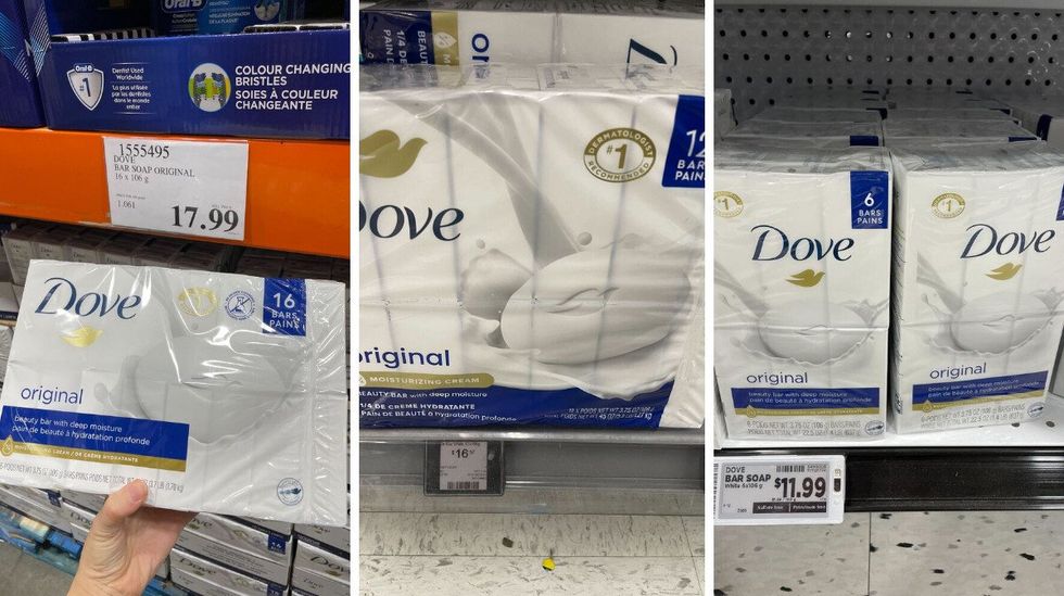 dove bar soap t costco, walmart and metro