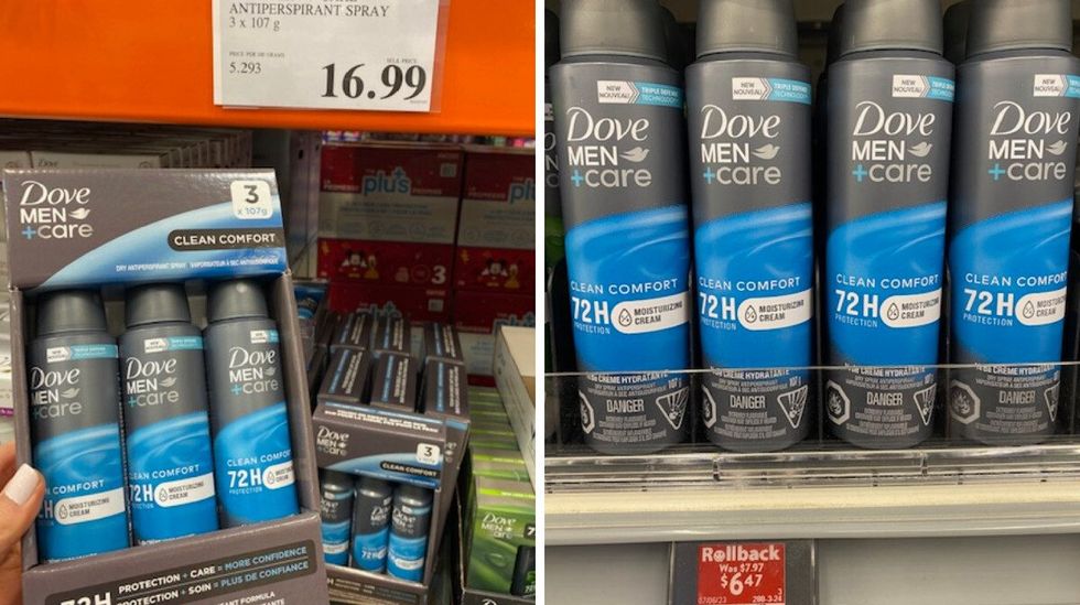 Dove men + care antiperspirant spray.