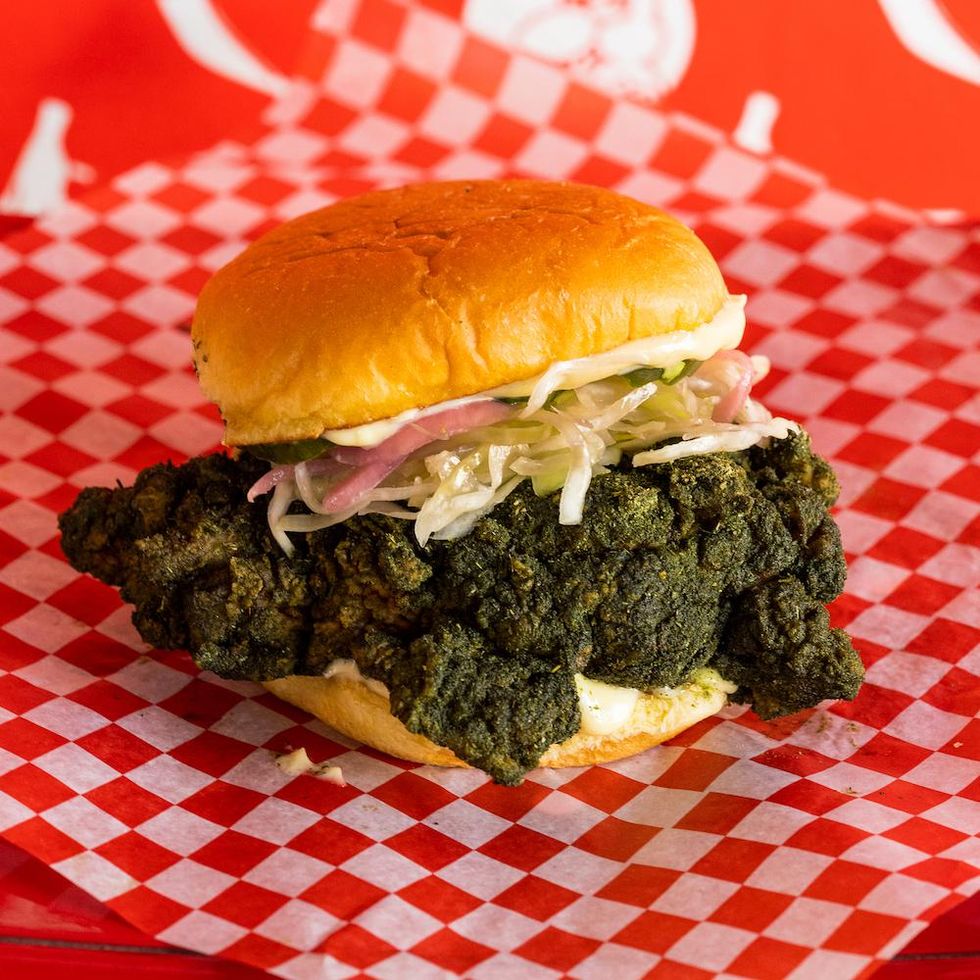 Downlow fried chicken sandwich feature.