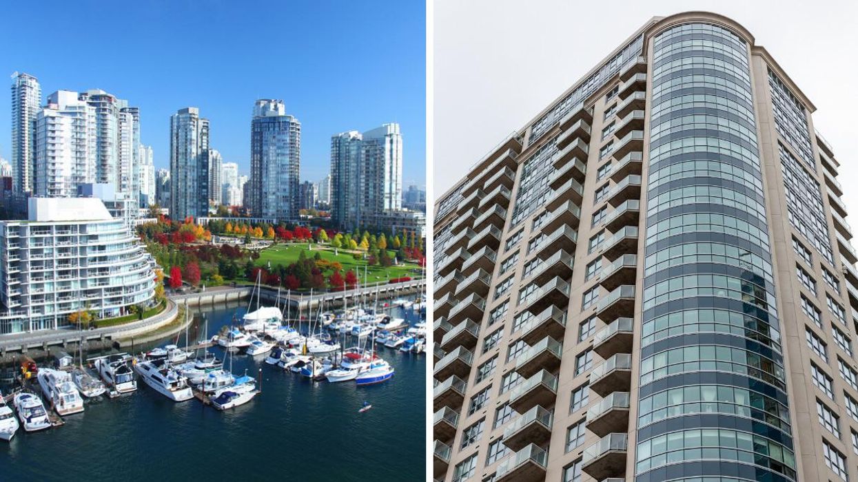 Downtown Vancouver. Right: An apartment building.