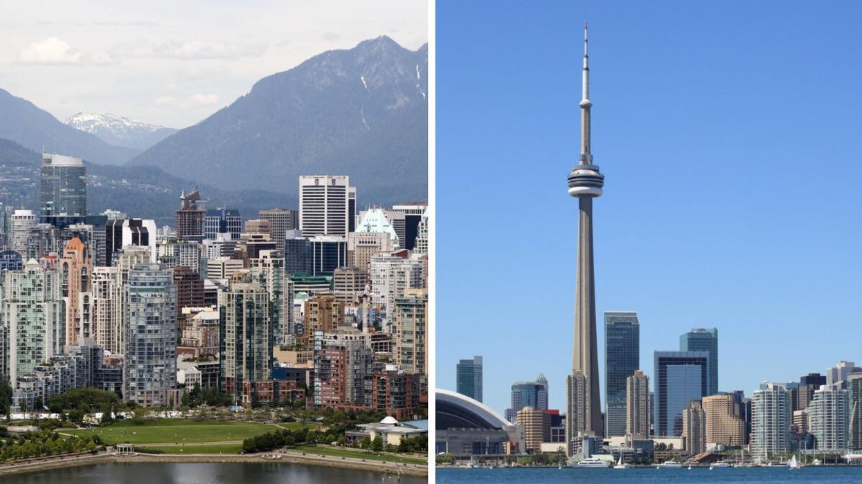 Downtown Vancouver. Right: Downtown Toronto.