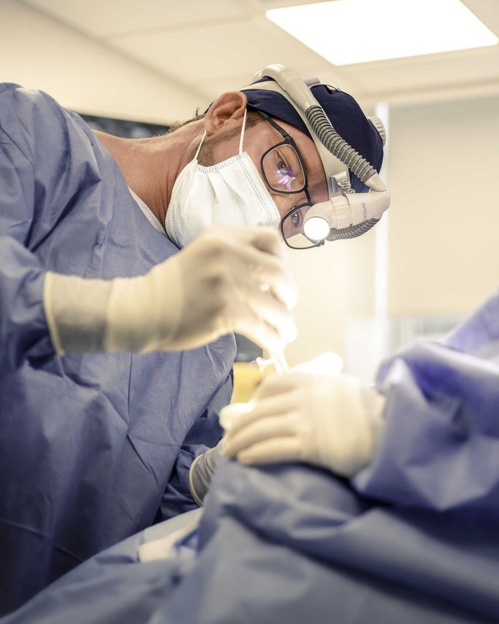 Dr. Cory Torgerson performing facial plastic surgery.