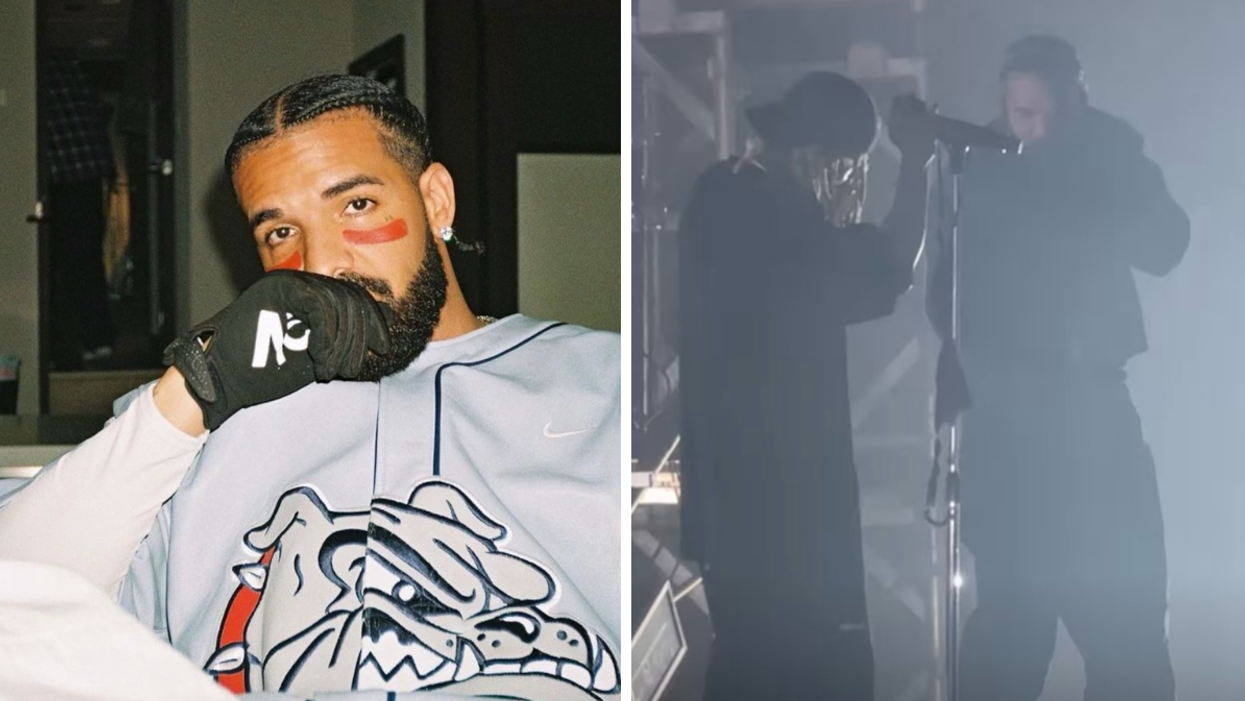Drake. Right: Drake and Lil Wayne.