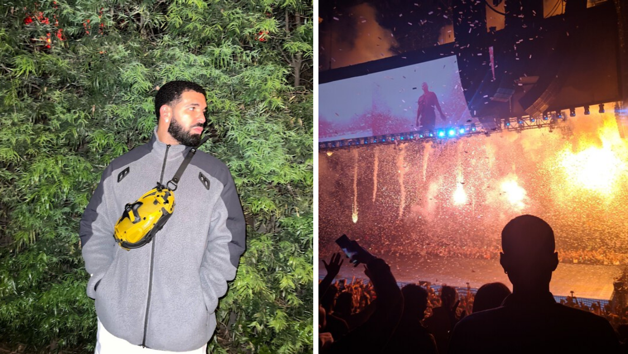 Drake. Right: Drake concert.