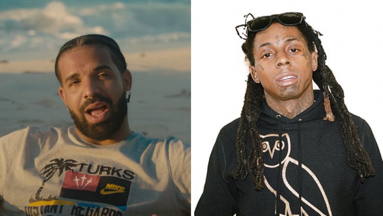 Drake. Right: Lil Wayne.
