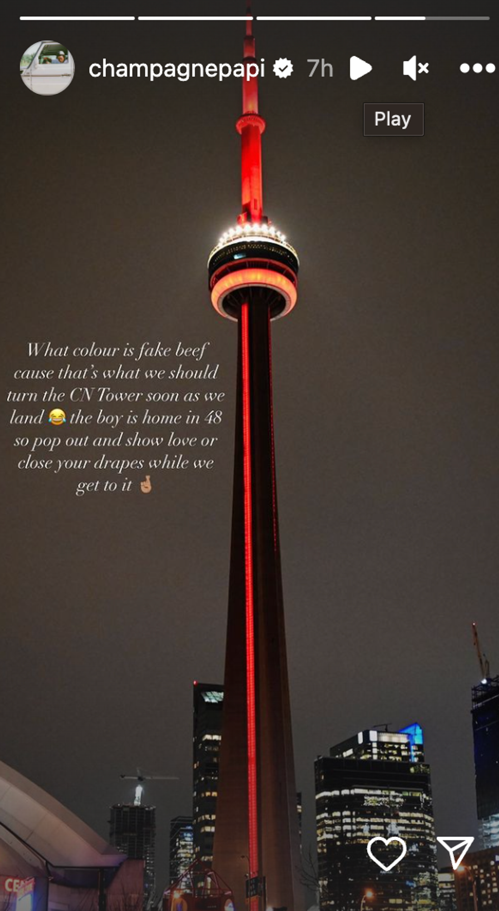 Drake's Instagram story.