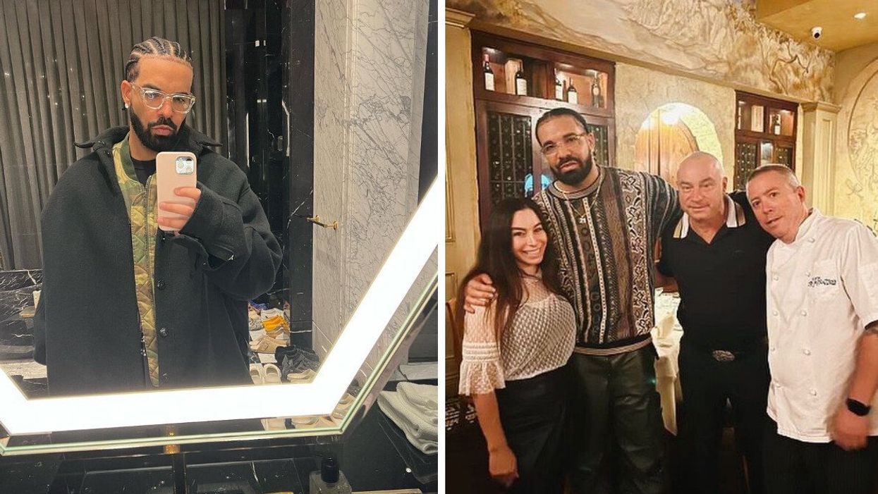 Drake taking a selfie. Right: Drake at La Terrazza.