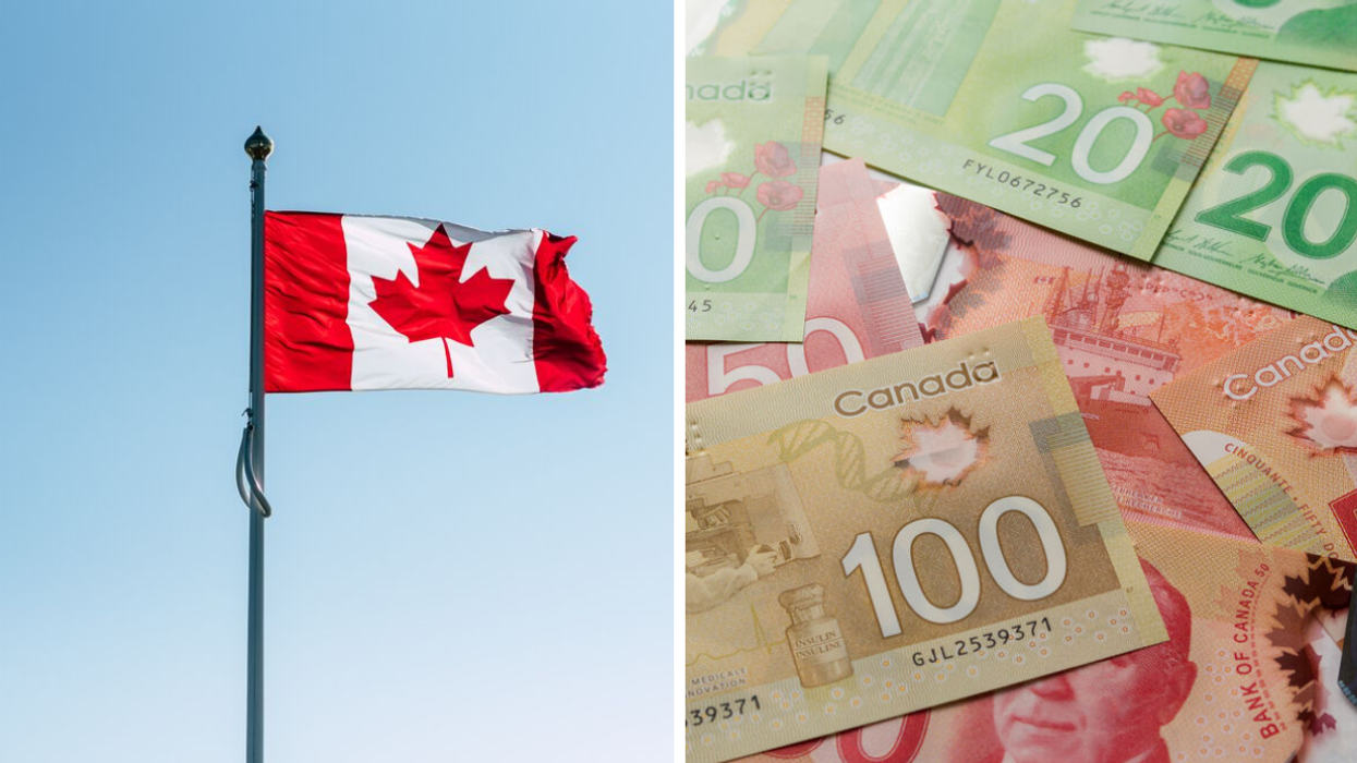 Drapeau du Canada. Droite : Argent.