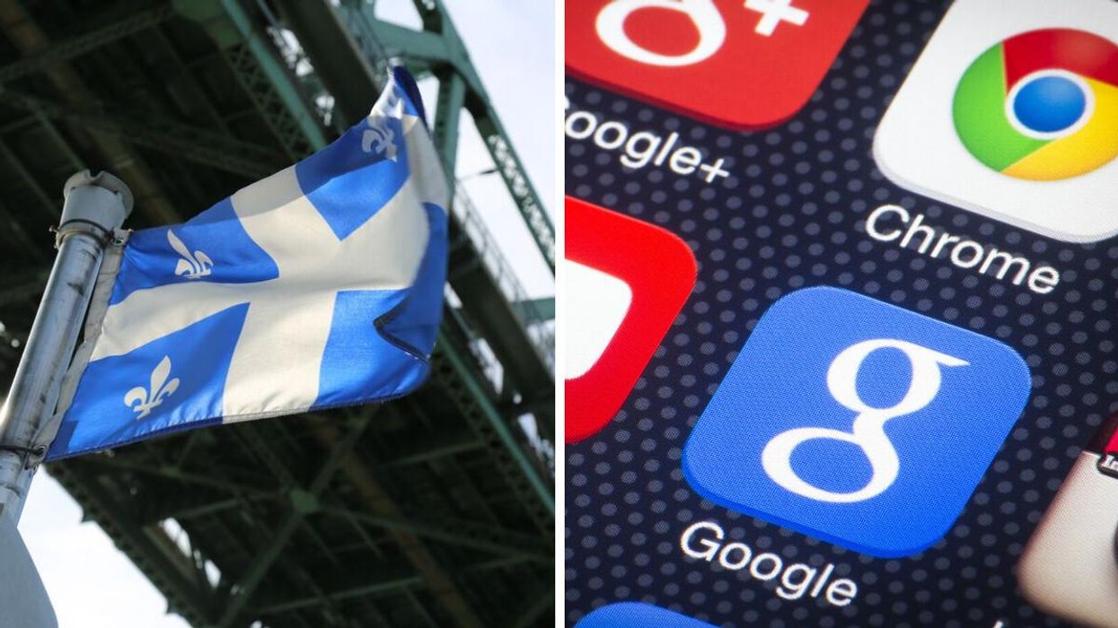 Drapeau du Québec. Droite : icônes Google.