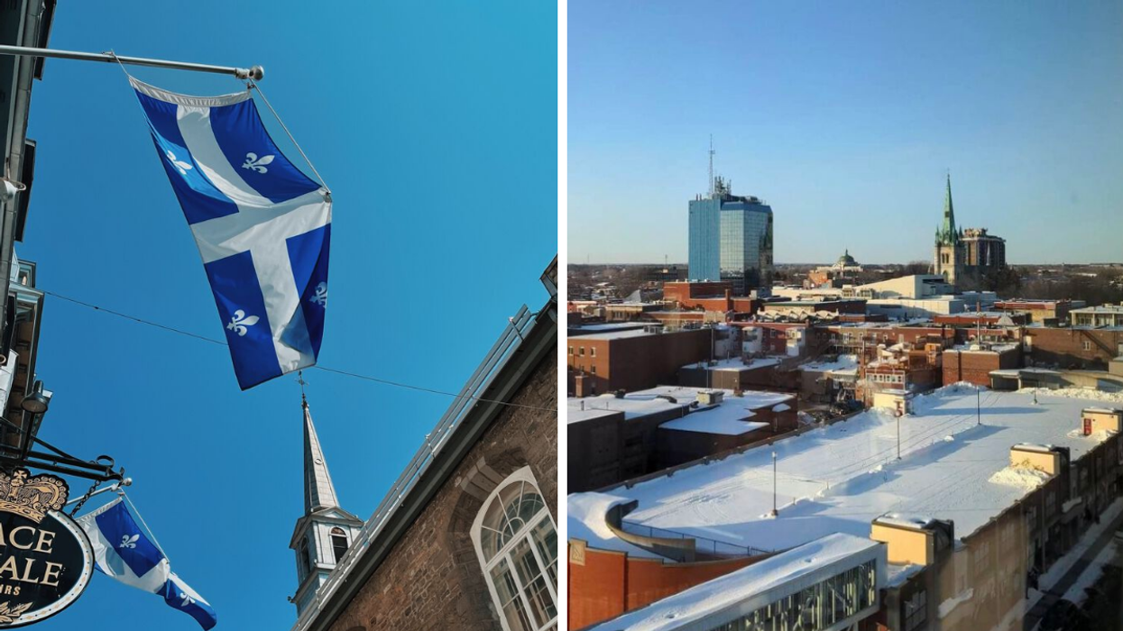 Drapeaux du Québec. Droite : Trois-Rivières.