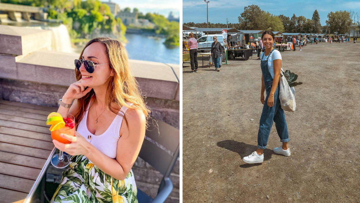 Drinking cocktails at Tavern on the Falls. Right: Shopping at Carp Farmers' Market.