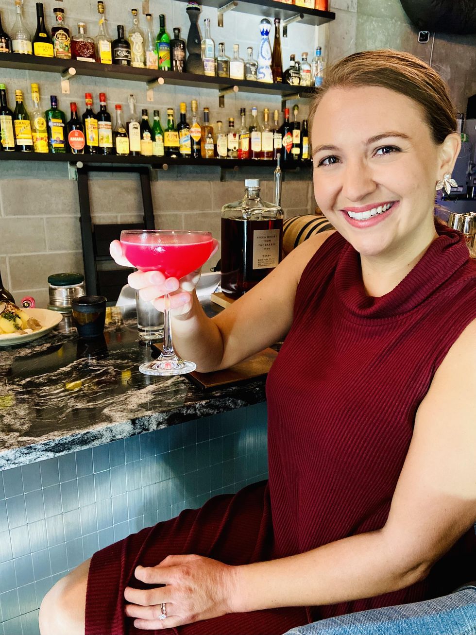 Drinking Three Brothers shawarma cocktail at a new bar in Ottawa.