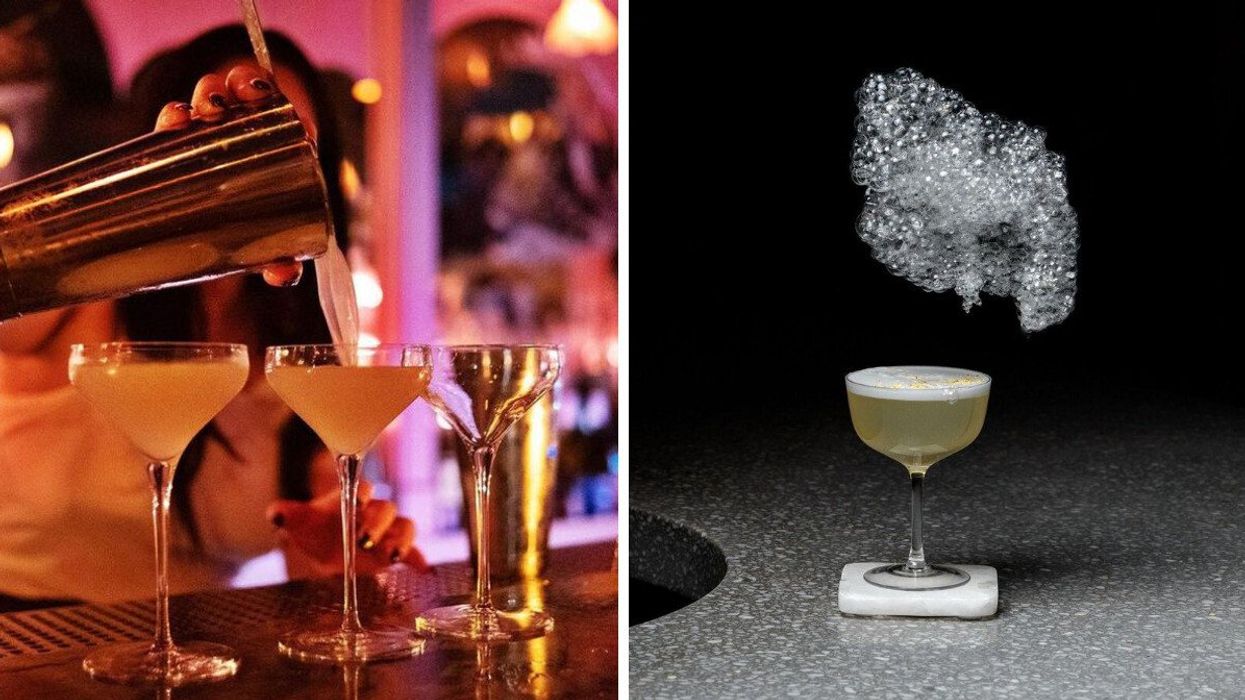 Drinks at Toronto bar. Right: A cocktail at a Vancouver bar.