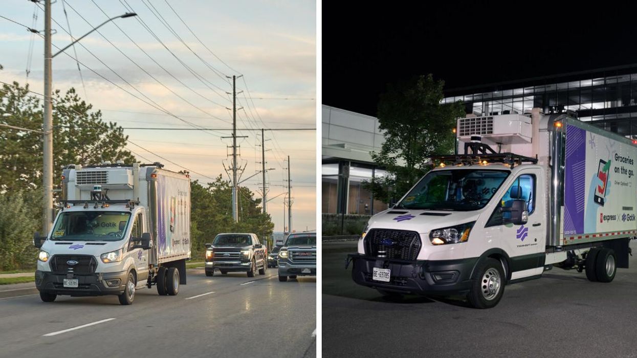 Driverless Loblaw grocery trucks.
