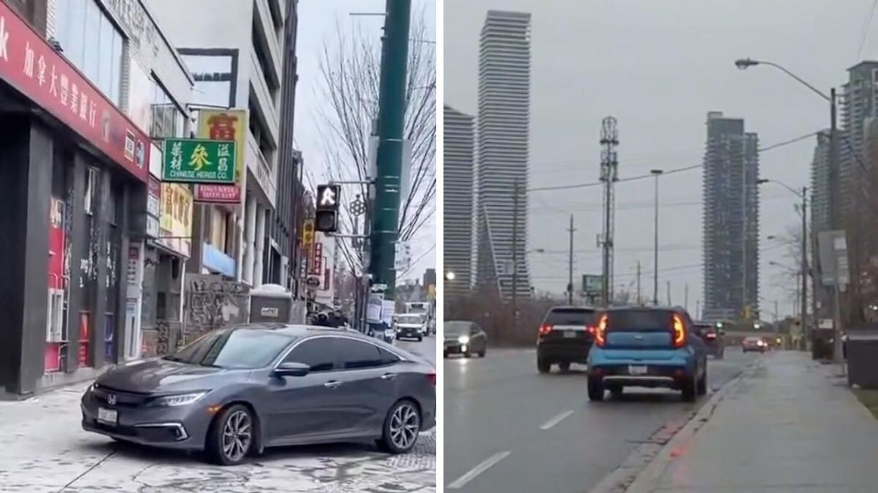 Drivers in Toronto, Ontario, caught parking illegally.