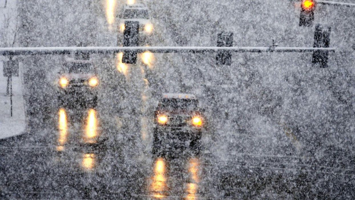 Driving in the snow.