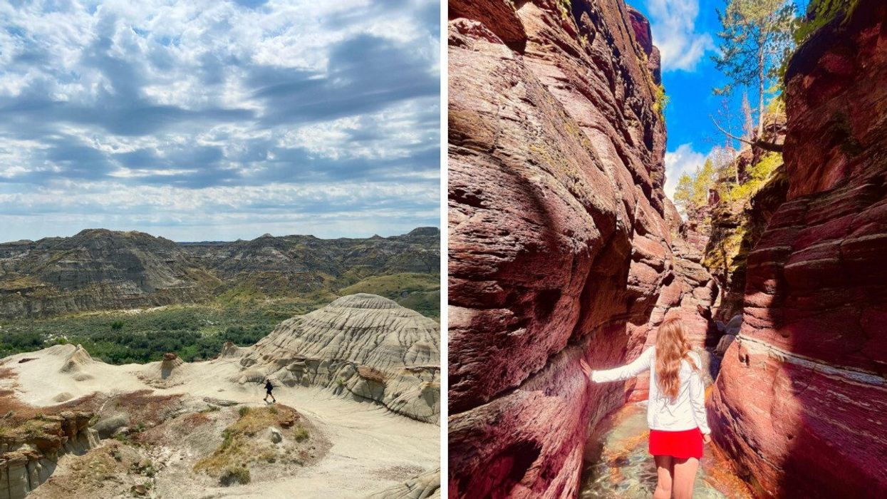 Drumheller in Alberta. Right: Red Rock Canyon Alberta.