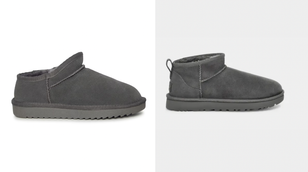 DSW boots. Right: UGG boots.