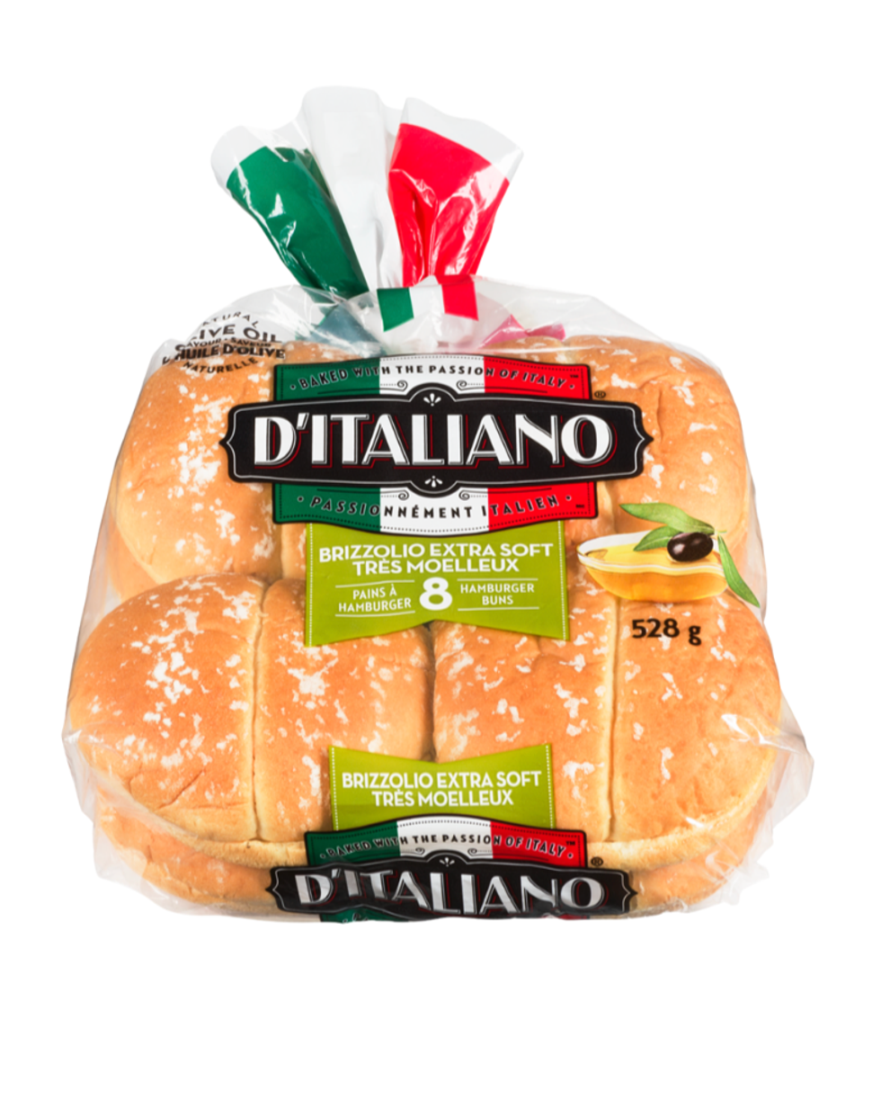 Du pain \u00e0 hamburger tr\u00e8s moelleux de la marque D'Italiano.