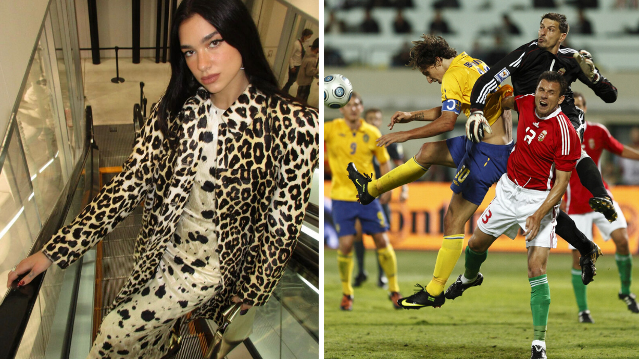 Dua Lipa. Right: FIFA game.