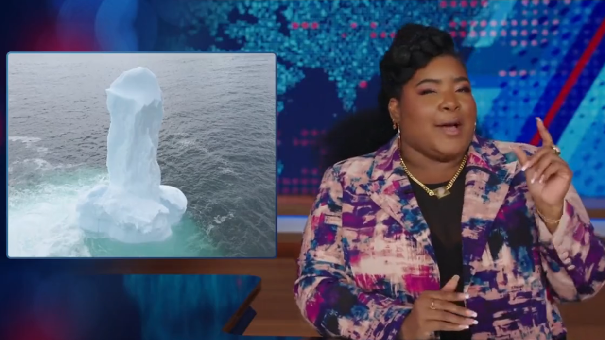 Dulcé Sloan talking about the penis-shaped iceberg on The Daily Show.