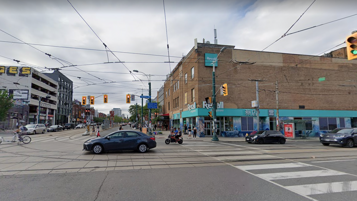 Dundas Street West and Spadina Avenue intersection in Toronto.
