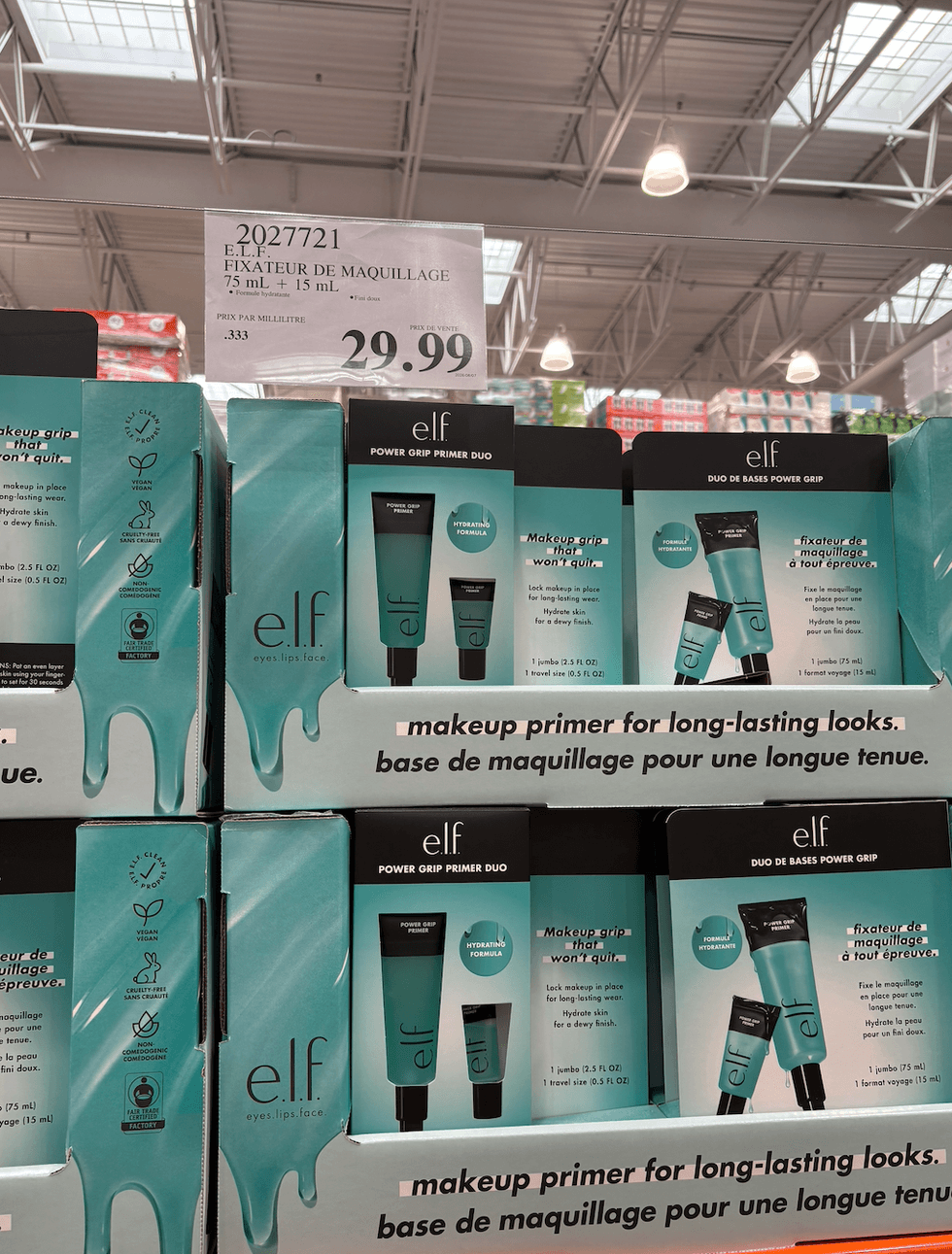 Duo Power Grip Primer et fixateur de maquillage e.l.f. sur le site de Costco.
