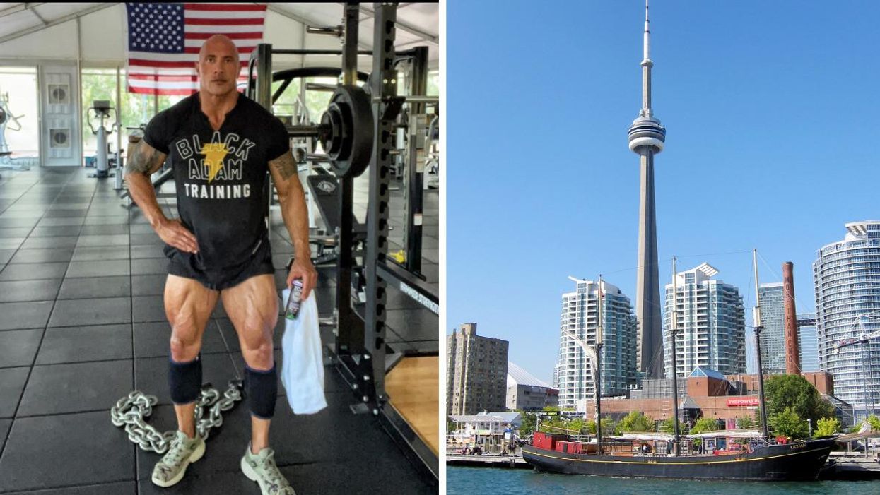 Dwayne "The Rock" Johnson. Right: The CN Tower