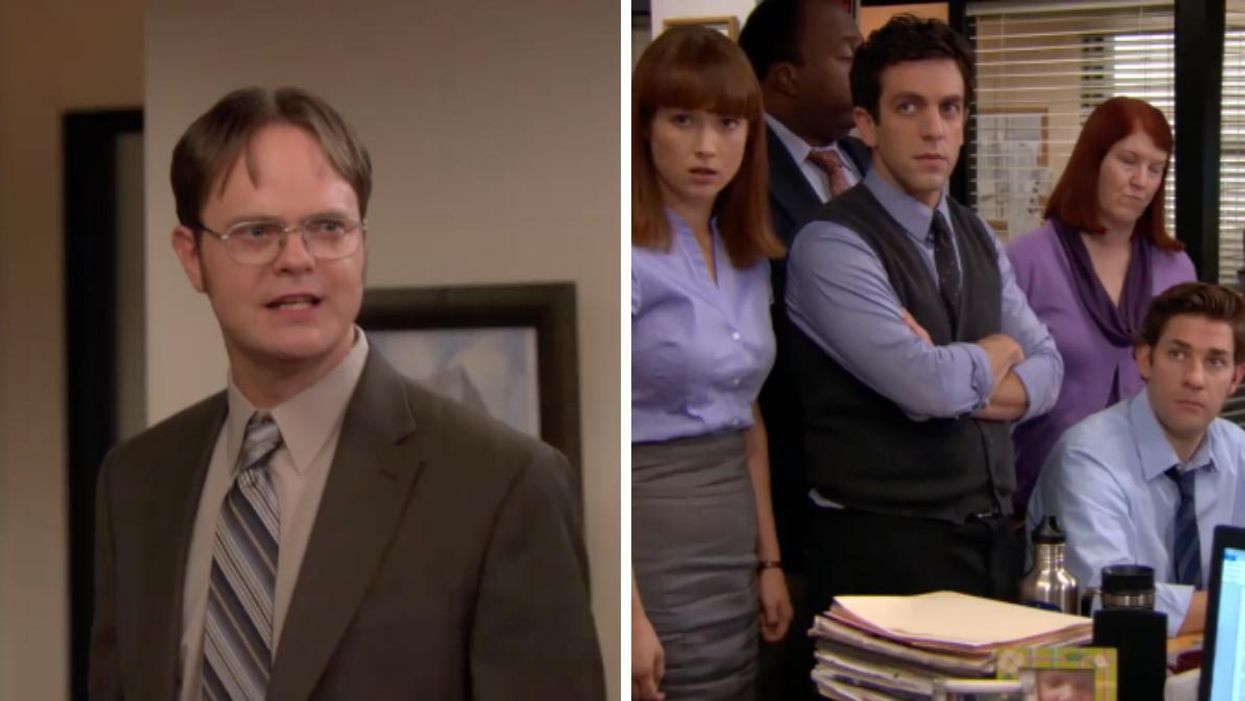 Dwight Schrute. Right: Characters from 'The Office.'
