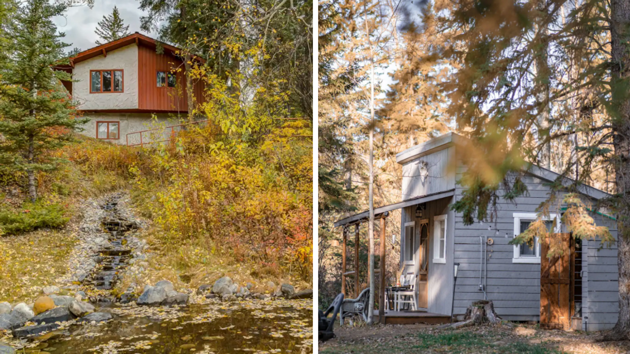 Eagles Nest Chalet in Alberta. Right: Tiny Home Cabin in Alberta