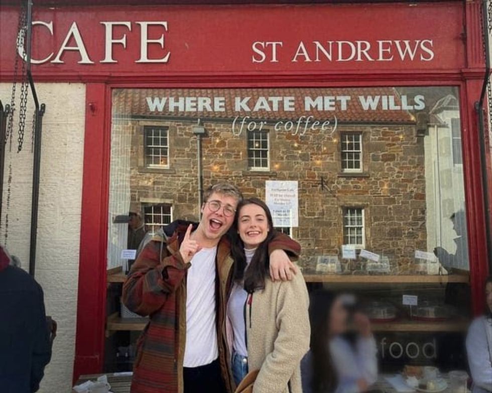 Ed McVey and Meg Bellamy outside of Northpoint Cafe in Scotland.