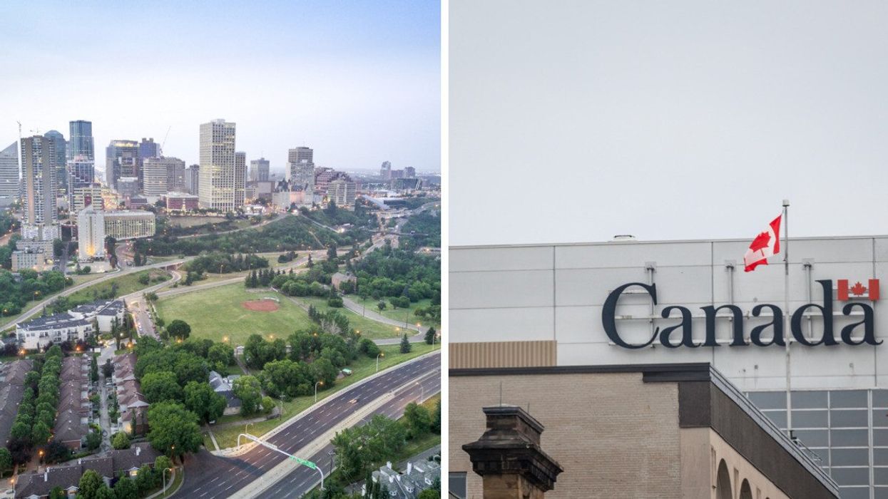 Edmonton, Alberta. Right: Government of Canada.