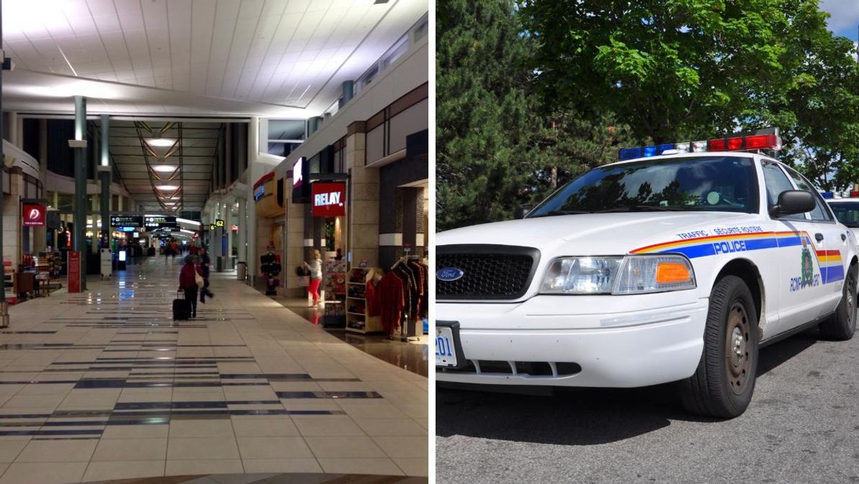Edmonton International Airport. Right: RCMP car.