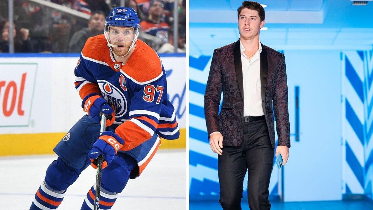 Edmonton Oilers captain Connor McDavid. Right: Toronto Maple Leafs star Mitch Marner.