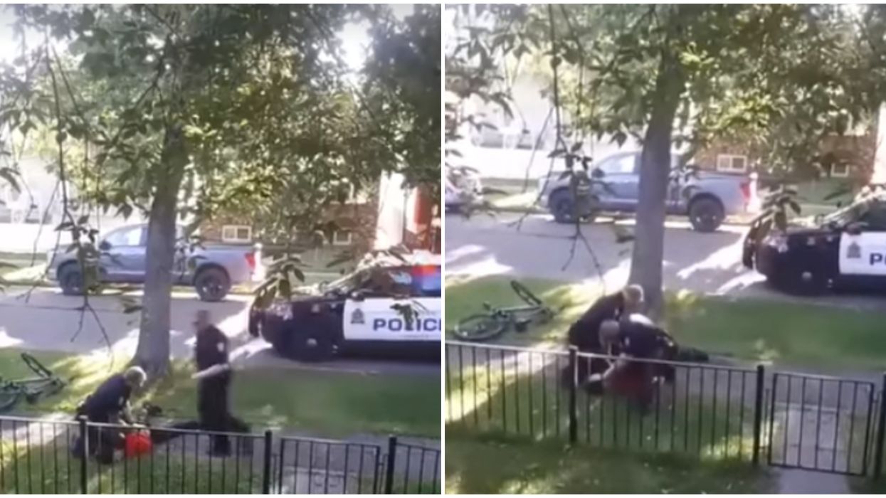 Edmonton Police Officer Seen Jumping Knee-First Onto A Man's Neck (VIDEO)