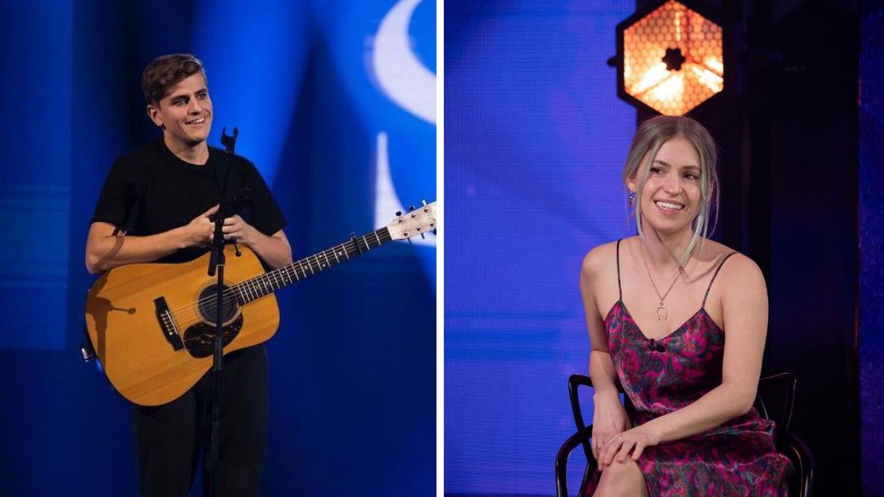 Édouard Lagacé de Star Académie. Droite : Claudia Bouvette de Big Brother Célébrités.