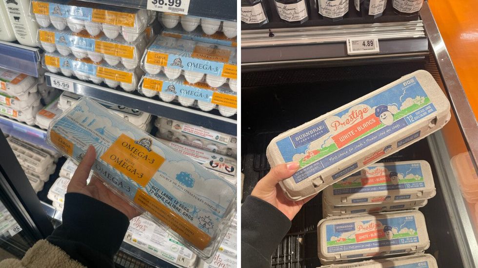 Eggs at Farm Boy. Right: Eggs at Loblaws.