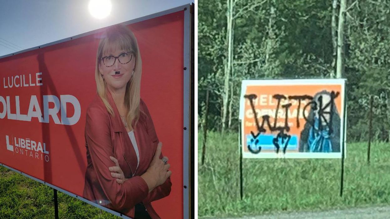 Election signs vandalized in Ottawa.