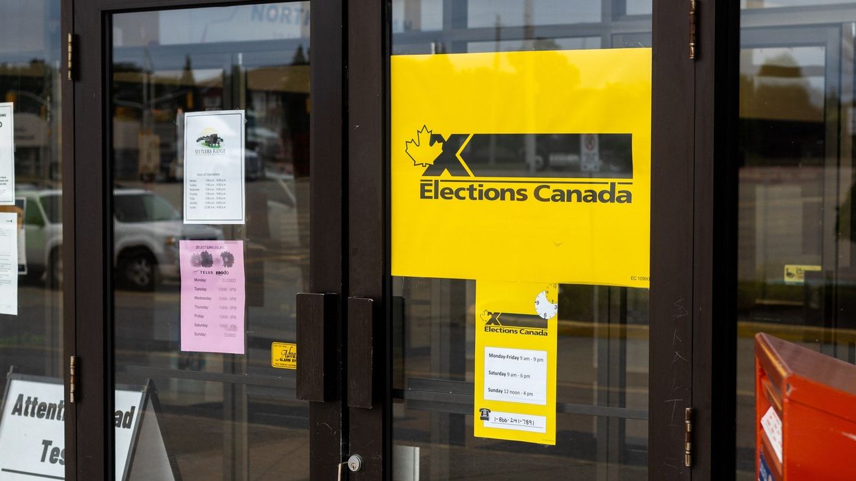 elections canada sign on door of office in ontario