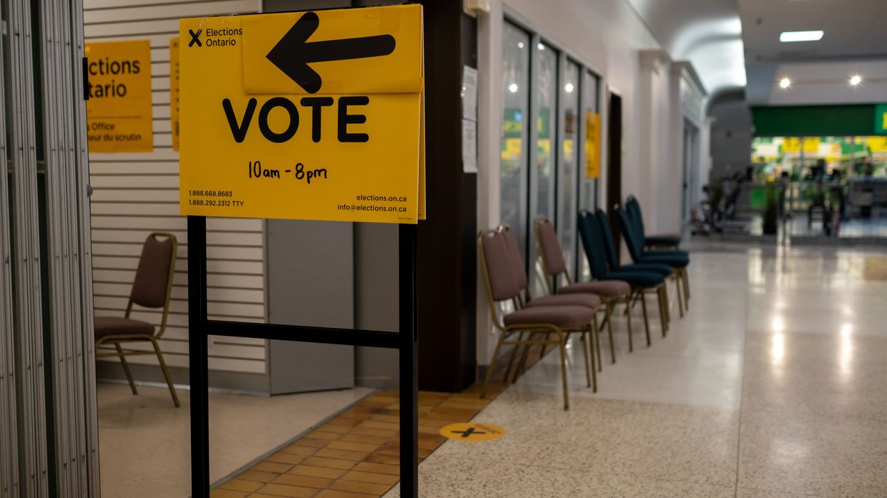 Elections Ontario sign at an advance polling location.
